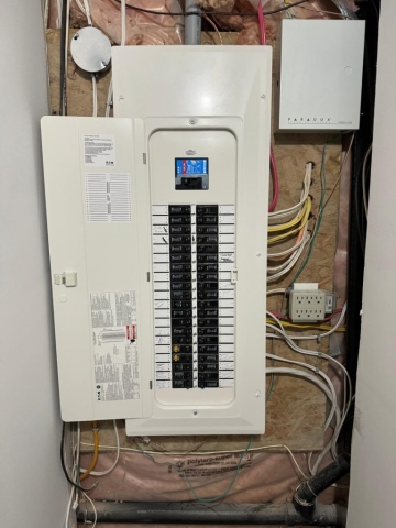 ACS Electricals team completing a full 200-amp residential electrical panel replacement and service upgrade in Mississauga.