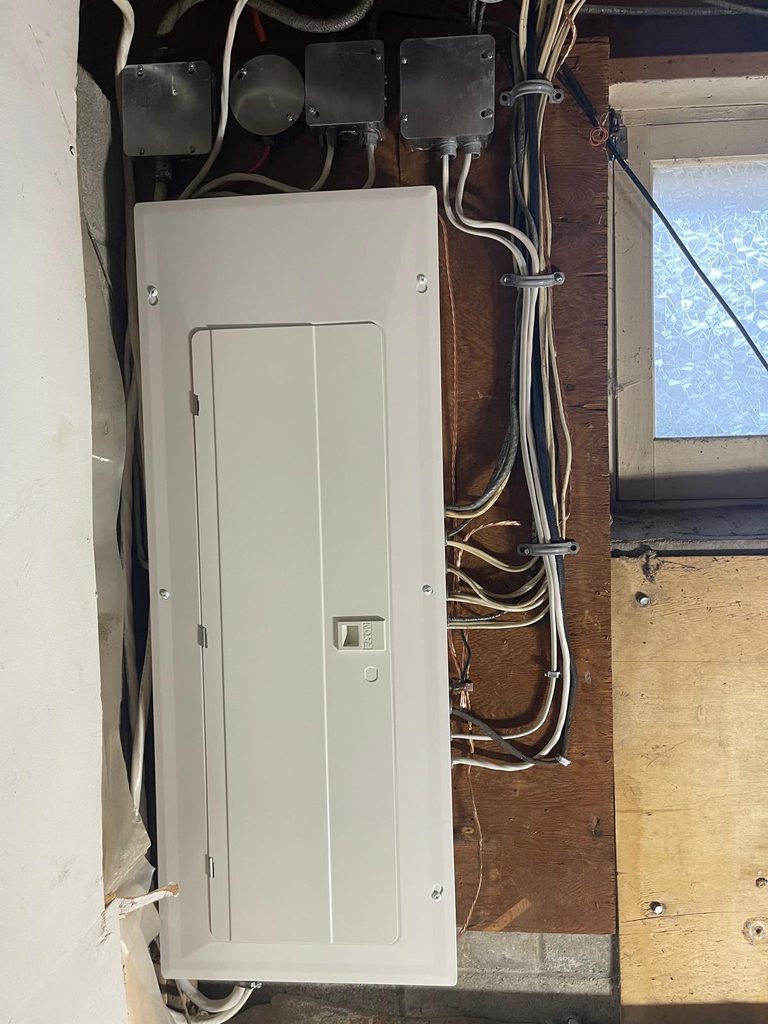 After Electrical panel upgrade completed by ACS Electricals at a custom home in Uxbridge.