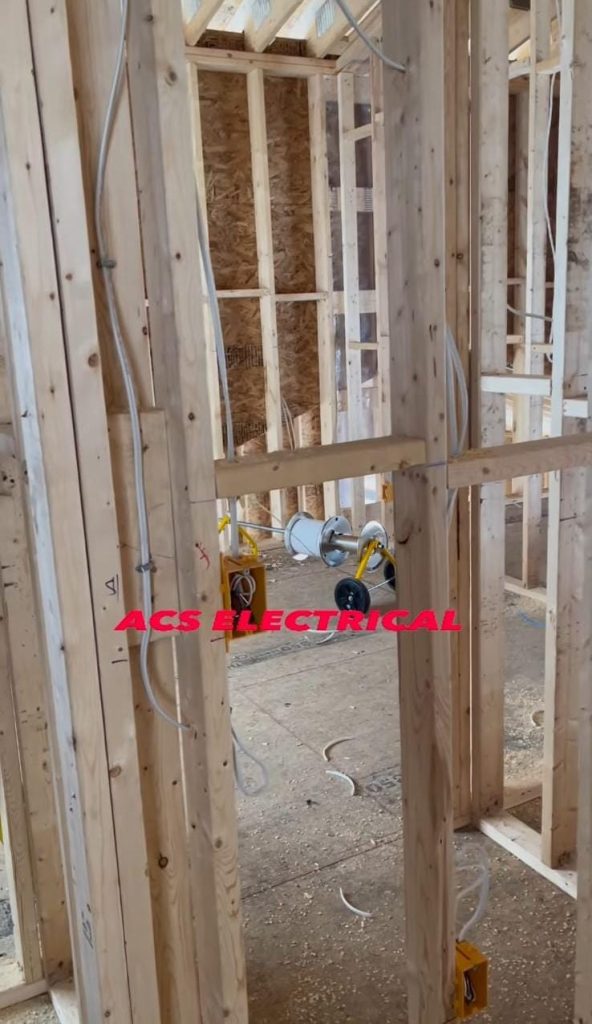 New home electrical rough-in during construction